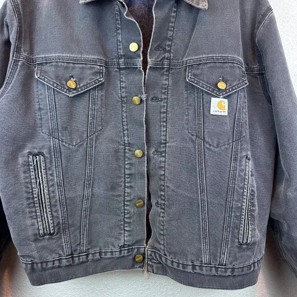 Vintage Carhartt Trucker Jacket M Blanket Lined 90s Retro Workwear Cargo Worn In - Picture 3 of 12